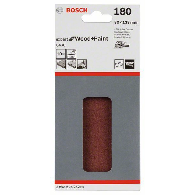 Brusni papir BOSCH C430, pakiranje 10 kos 80 x 133 mm,180