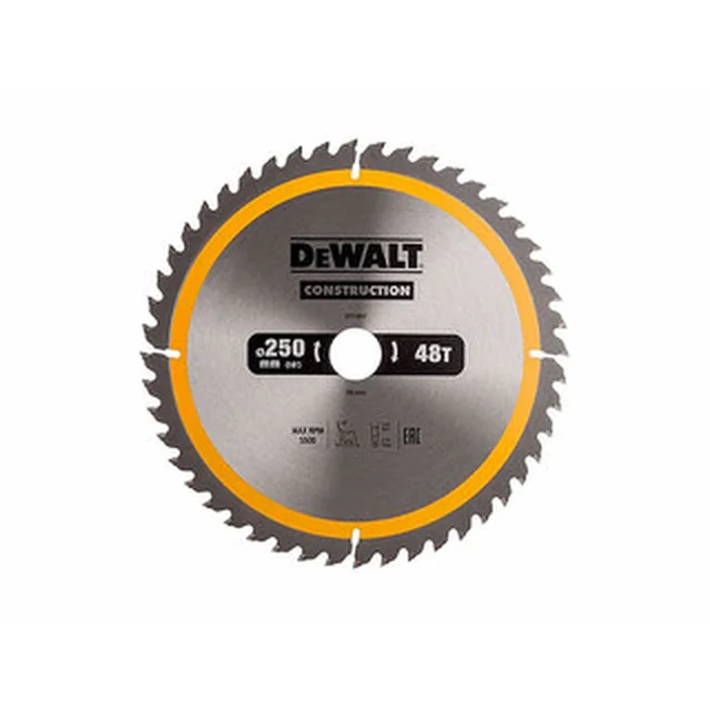 Brzeszczot piły tarczowej DeWalt 250 x 30 mm | liczba zębów: 48 db | szerokość cięcia: 3 mm