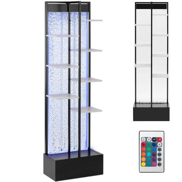 Bubble display cabinet bookcase wall with shelves and RGB LED remote control 55 x 30 x 187 cm