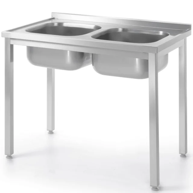 Budget Line two-bowl pool sink STEEL 1000 x 600 x 850 cm - Hendi 817049