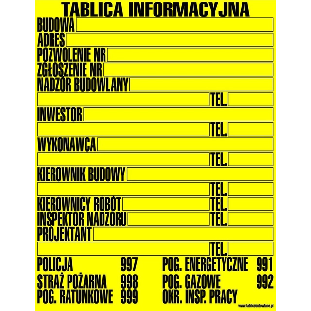 Budowlana tablica informacyjna