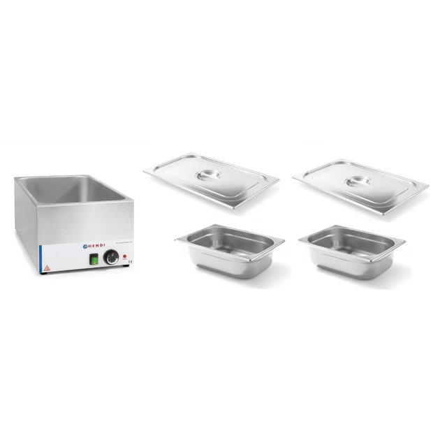 Bufet electric Bain Marie împărțit în 2 Recipiente Hendi + Capace 238905