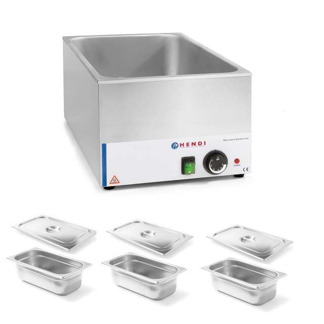 Bufet electric Bain Marie împărțit în 3 Recipiente Hendi + Capace 238905