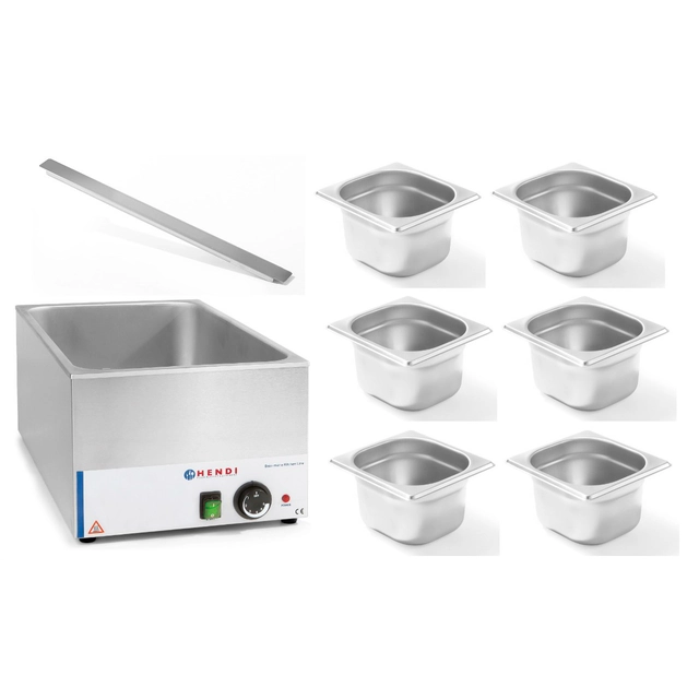 Bufet electric Bain Marie împărțit în 6 Recipiente Hendi 238905