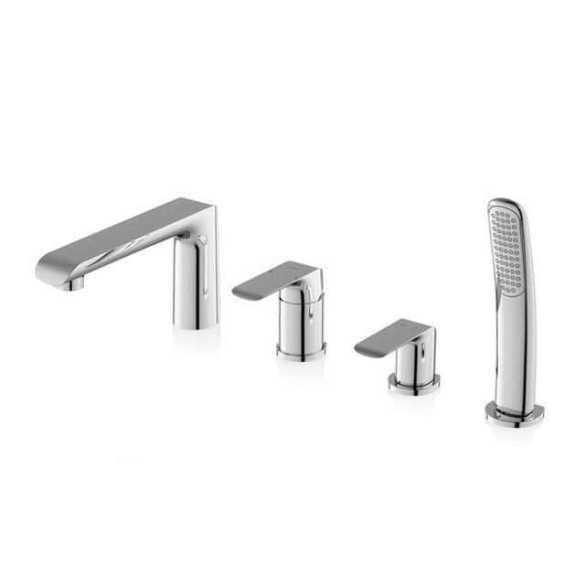 Built-in four-piece bathtub edge mixer Ravak Flat, FL 026.00 chrome