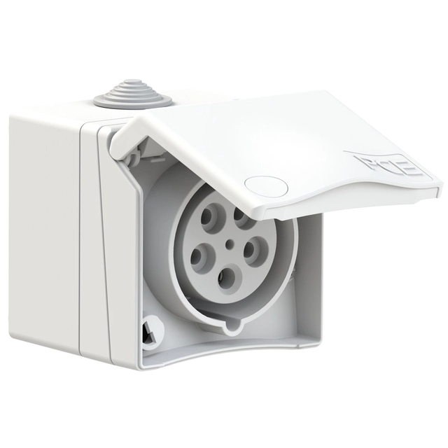 Built-in surface-mounted pass-through socket, Design series 16A 3P+Z+N 400V IP44