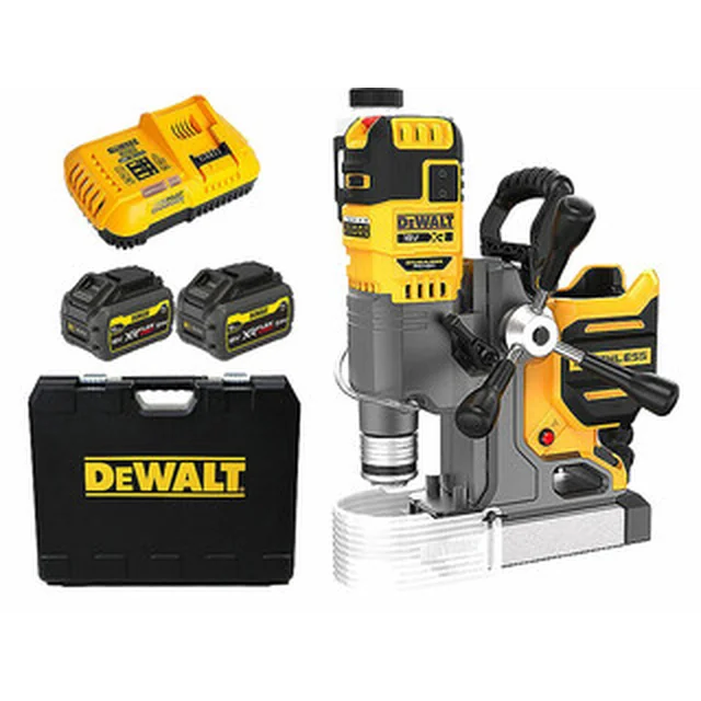 Burghiu DeWalt DCD1623X2G-QW cu suport magnetic cu acumulator 18 V | Diametru 0 - 50 | 19 mm Weldon | Fără perii de cărbune | 2 x 9 Ah baterie + încărcător | Într-o valiză