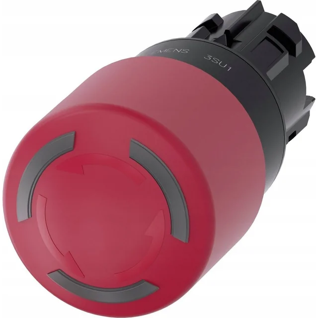 Buton ciupercă Siemens Emergency, iluminat 22mm rotund, plastic roșu 30mm blocare, deblocare. după cifra de afaceri 3SU1001-1GB20-0AA0