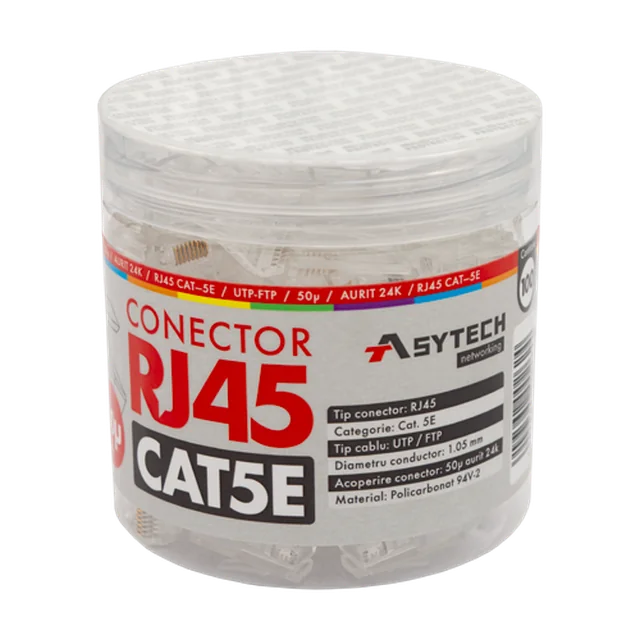 Βύσμα RJ-45 UTP Cat.5e (100 τμχ), 50u RJ45-CAT5E-50U-JAR