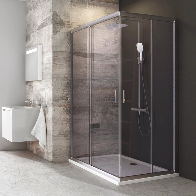 Ravak Blix rectangular shower wall, BLRV2K-100, satin+transparent glass