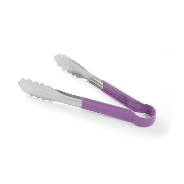 300mm stainless steel serving tongs with purple handle