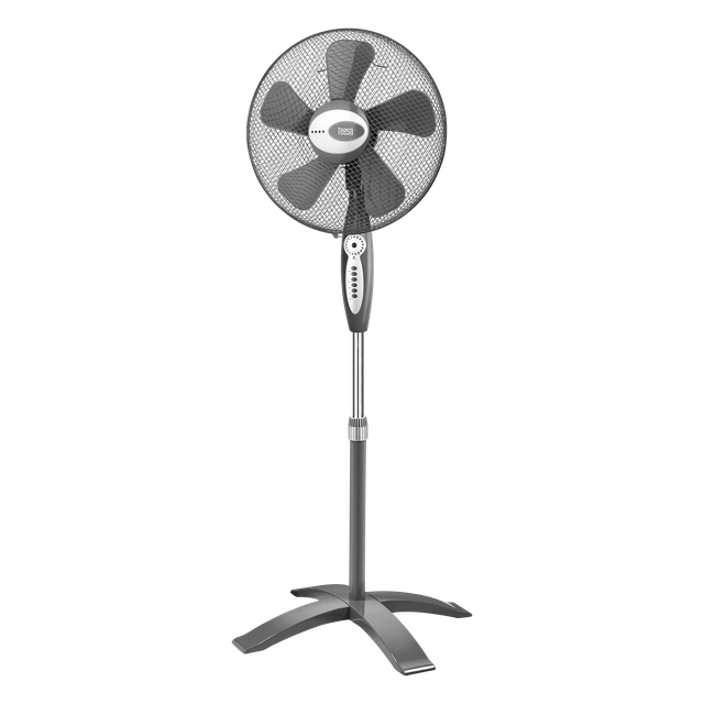 A standing fan controlled by a remote control