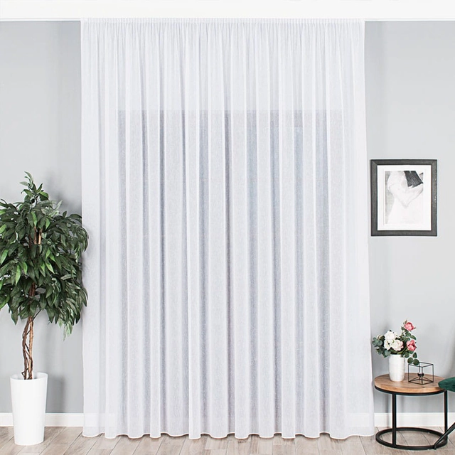 White fancy curtain height 300 cm, white color 001067