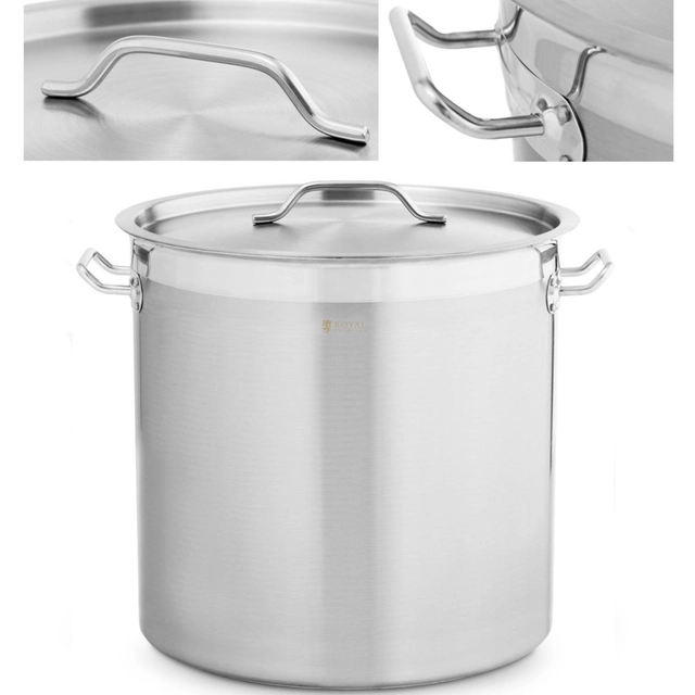 Large steel pot with a thick bottom lid for a halogen gas induction cooker, 33 l