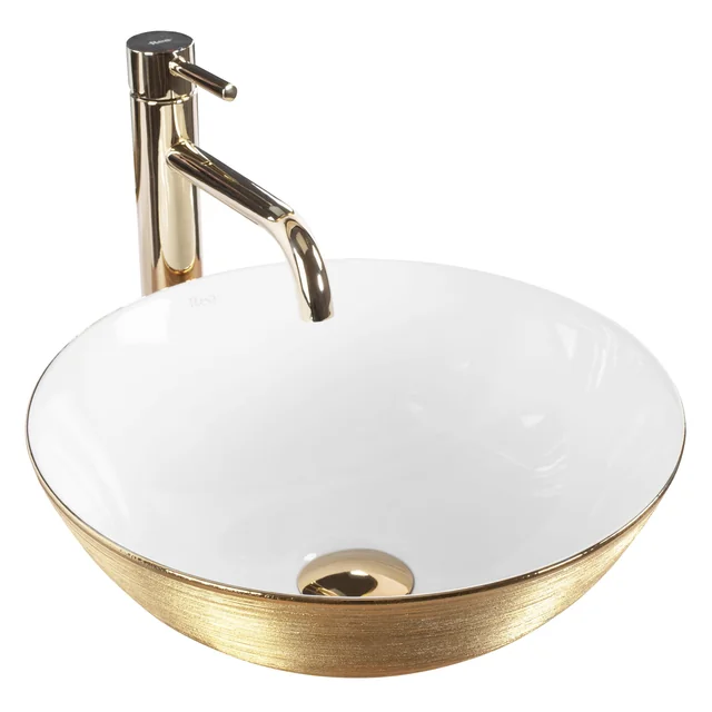 REA STELLA WHITE GOLD BRUSH countertop washbasin