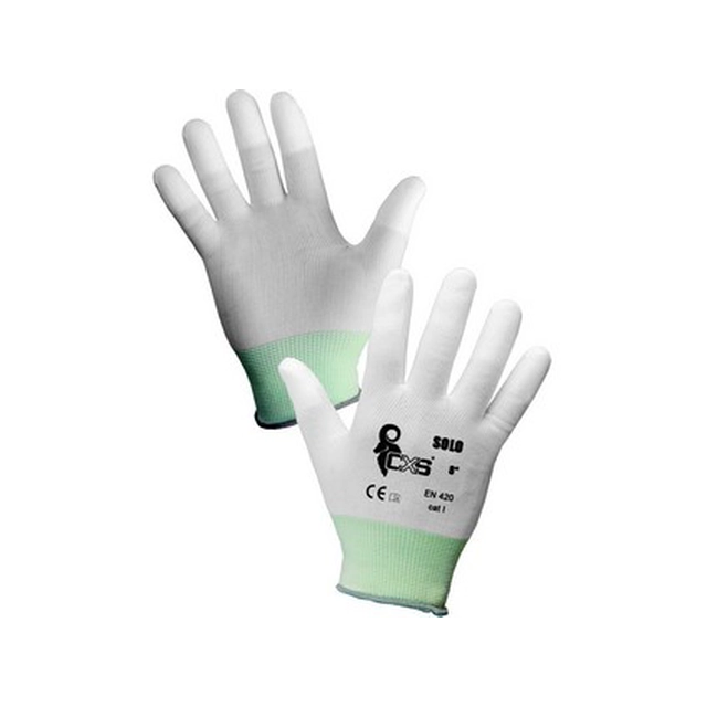 SOLO gloves, dipped in polyurethane, white, size 08 b1 / 12/240 - CN-3440-002-100-08