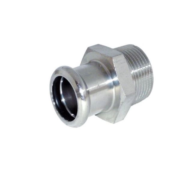 Pressed stainless steel tip RM inoxPRES, External thread, 1&quot;x22