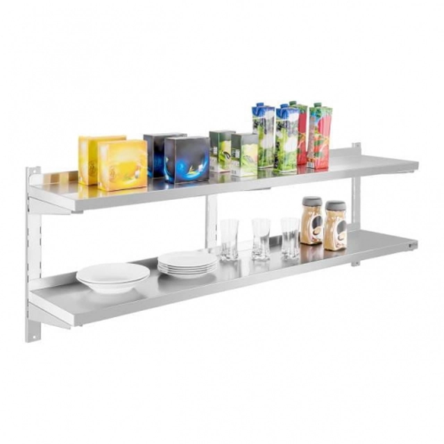 Double shelf in stainless steel 160 x 30 cm