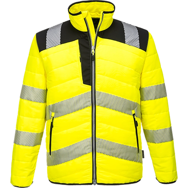 PORTWEST Jacket PW3 Hi-Vis Baffle Size: L, Color: fluorescent yellow / black