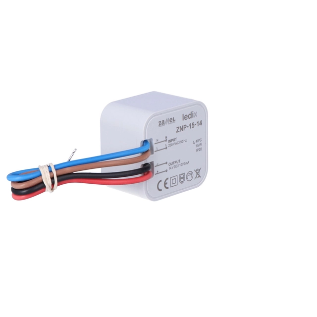 Recessed LED power supply 14V DC 15W, type:ZNP-15-14