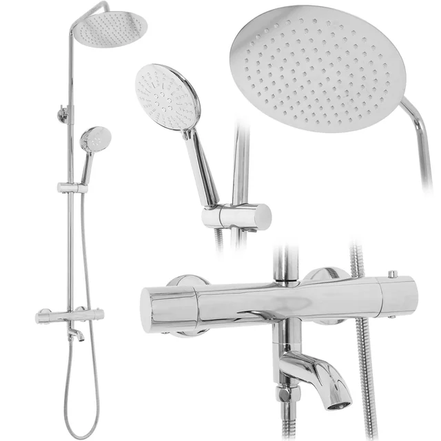 Rea Lungo Chrome Shower Set With Thermostat