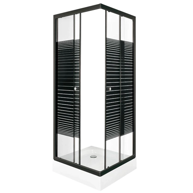 Cabină de duș pătrată Kerra Pico Black STR cu cadă de duș 90 cm