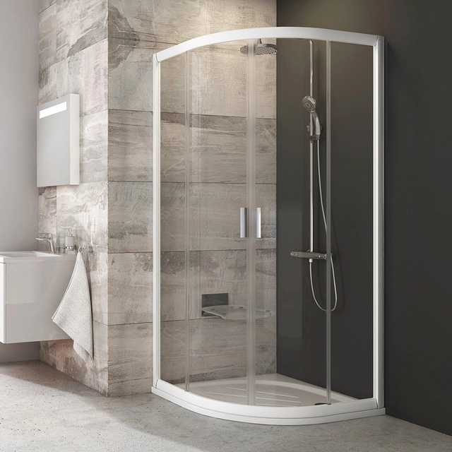 Cabină de duș semi-circulară Ravak Blix, BLCP4-80, alb+Sticlă transparentă