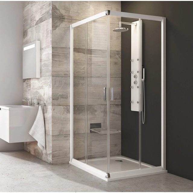 Cabine de douche carrée Ravak Blix, BLRV2-80, blanc+verre transparent