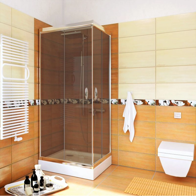 Cabine de douche carrée Sea-Horse Stylio 90x90x190 - verre graphite - Clean Glass