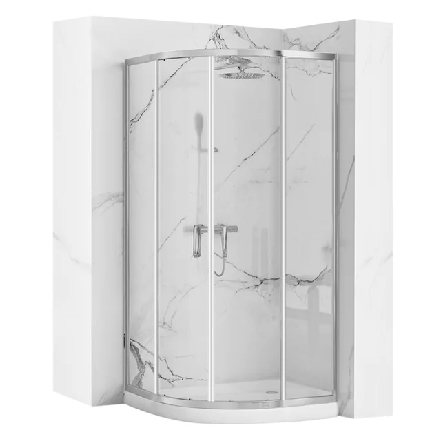 Cabine de douche REA Look Chrome 80x80 + Receveur de douche Look Blanc