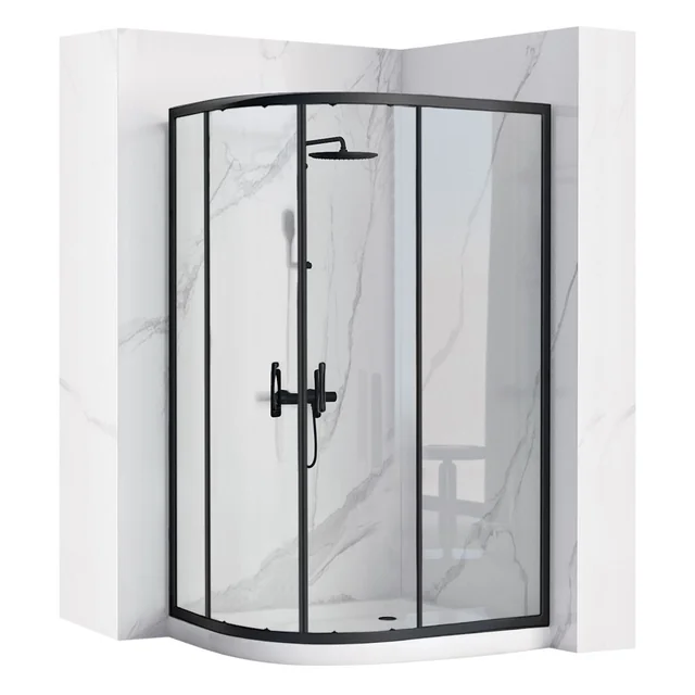 Cabine de douche REA Look Noir 80x100 + Receveur de douche Look Blanc