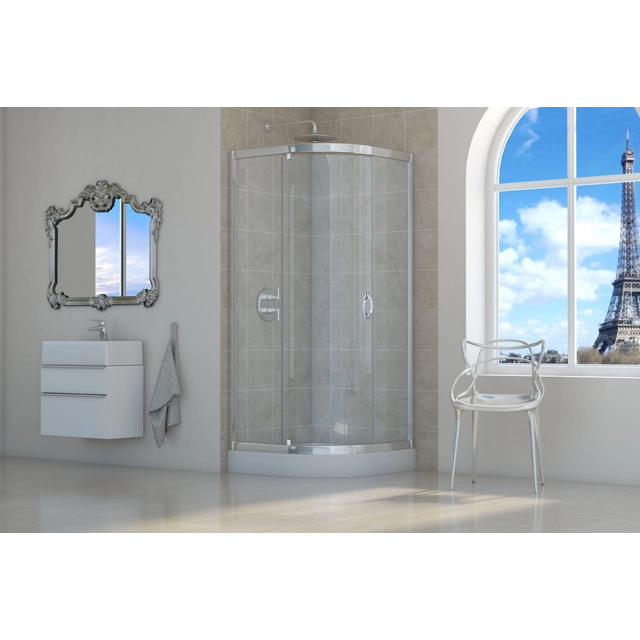 Cabine de douche semi-circulaire à un vantail Sea-Horse BK501RT+ Stylio 80x80x190 - verre transparent