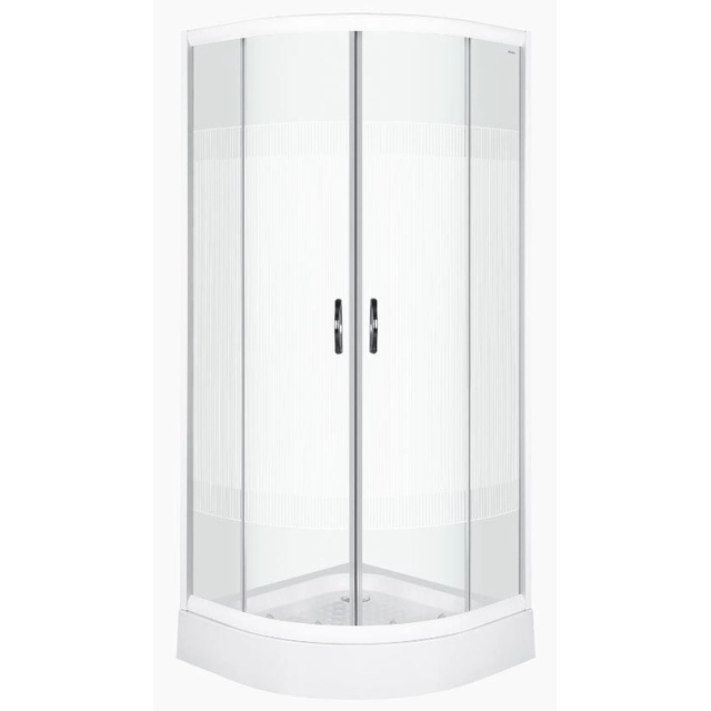 Cabine de douche semi-circulaire blanche Kerra Xenia Duo, 80 cm, avec receveur de douche