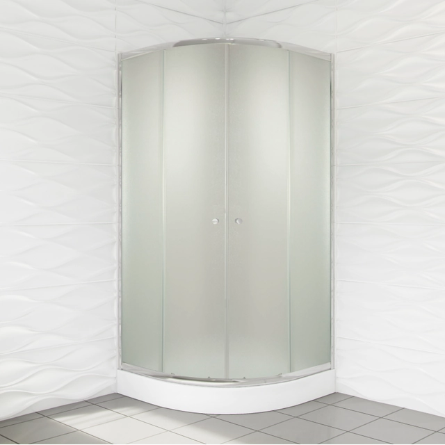 Cabine de douche semi-circulaire Duso 90x90x184 - verre dépoli
