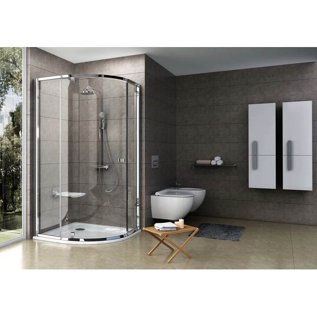 Cabine de douche semi-circulaire Ravak Pivot, PSKK3-90, verre brillant+transparent