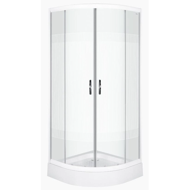 Cabine de duche semicircular branca Kerra Xenia Duo, 80 cm, com base de duche
