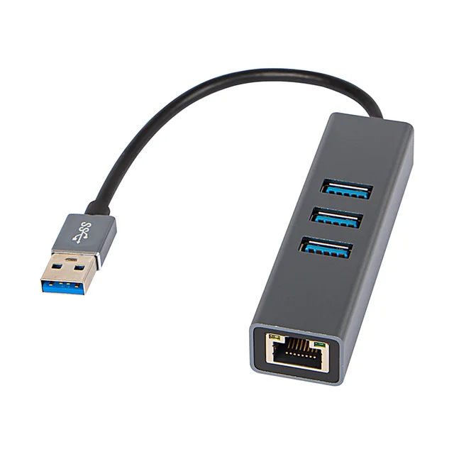 Câble adaptateur réseau USB-C RJ45+3xUSB