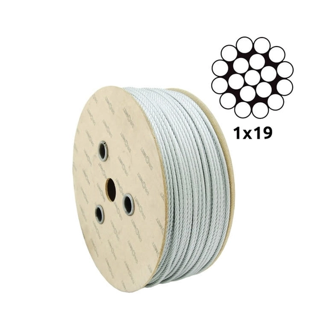 Cable de acero galvanizado fi. 2mm spl. 1x19 Dromet LSZ.2,0(1×19)