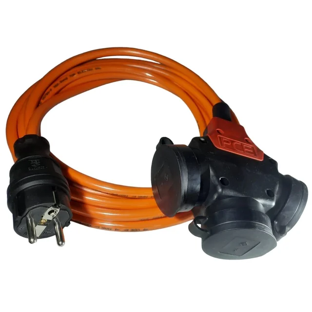 Cable de extensión 3 metros con 3 tapones de goma 16A cable H07BQ-F 3G2.5 poliuretano resistente al aceite y a la intemperie IP44