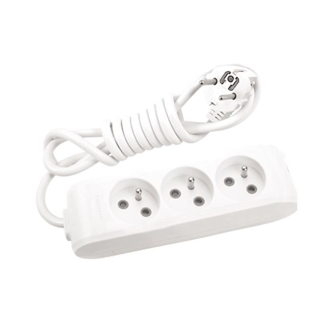 Cable de extensión portátil 3-krotny con puesta a tierra y obturadores de contacto 1,5m, el color blanco