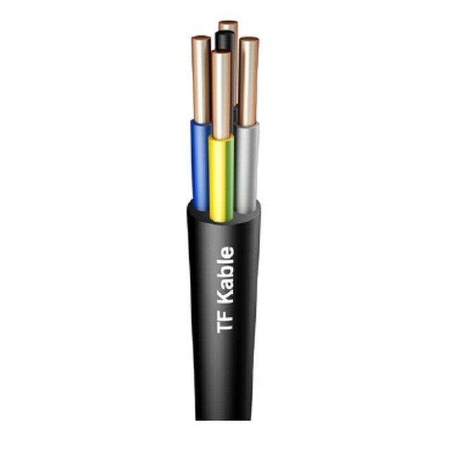 Cable de tierra negro YKY 5x 16mm2 Alambre de cobre øO RE 0.6/1kV -1m