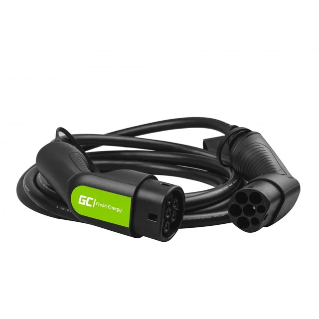 Câble Green Cell GC EV Type 2 11kW 5m pour charger Tesla Model 3 / S / X, Leaf, ZOE, i3, ID.3, I-Pace, E-Tron , Kona, Ioniq