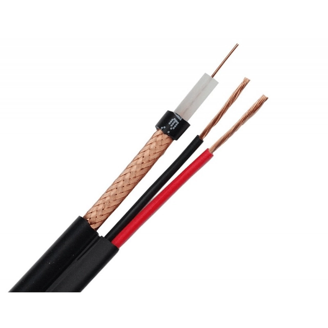 Cable RG 59 coaxial con alimentación 2x0.75, COBRE 100%, rollo 100 m 201801013033