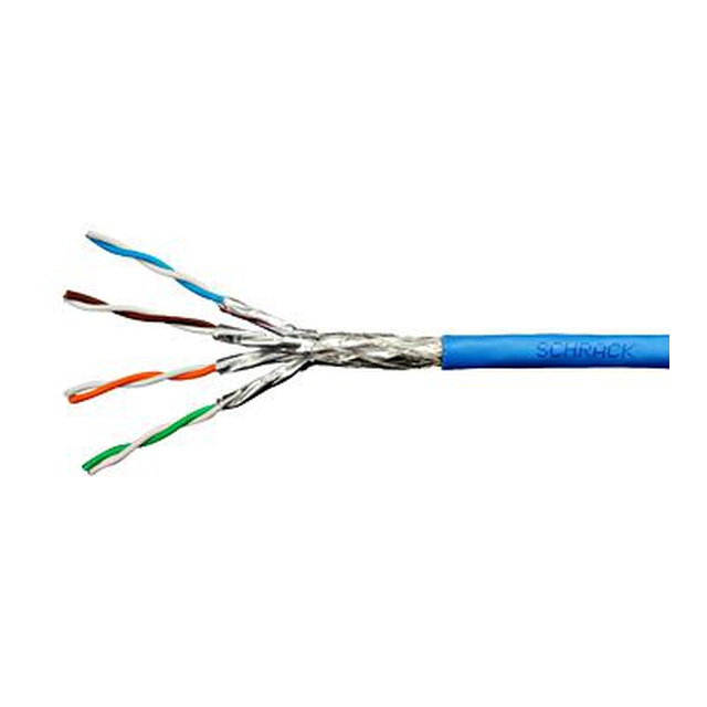 Câble Schrack S/FTP Cat.7, HSKP423HP5, 4x2xAWG23/1,1.000Mhz, LS0H, Dca, 30%, bleu