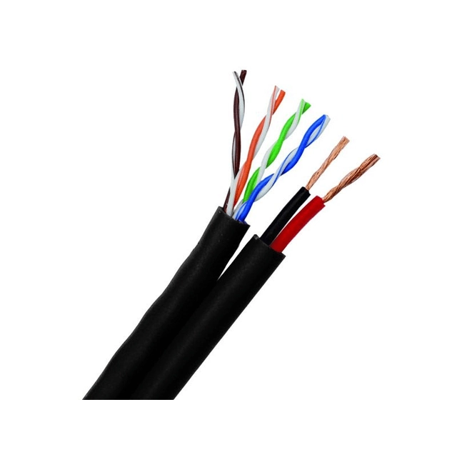 Cable siamés UTP cat5 cobre 100% con alimentación 2x1 mm rollo 100m