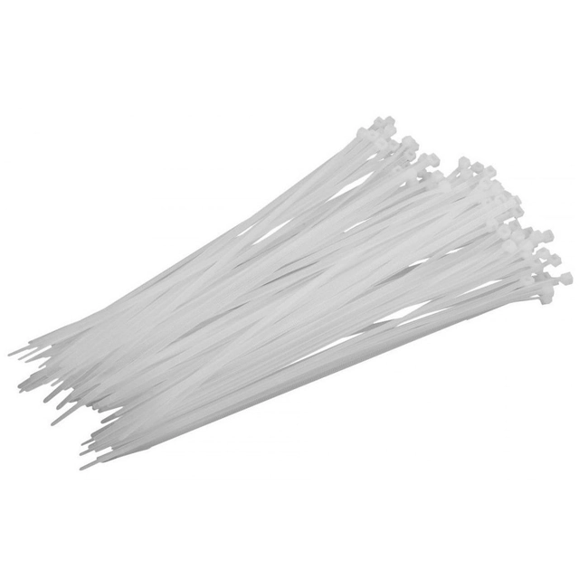 Cable tie, white, 4,8x250mm, 100 pieces