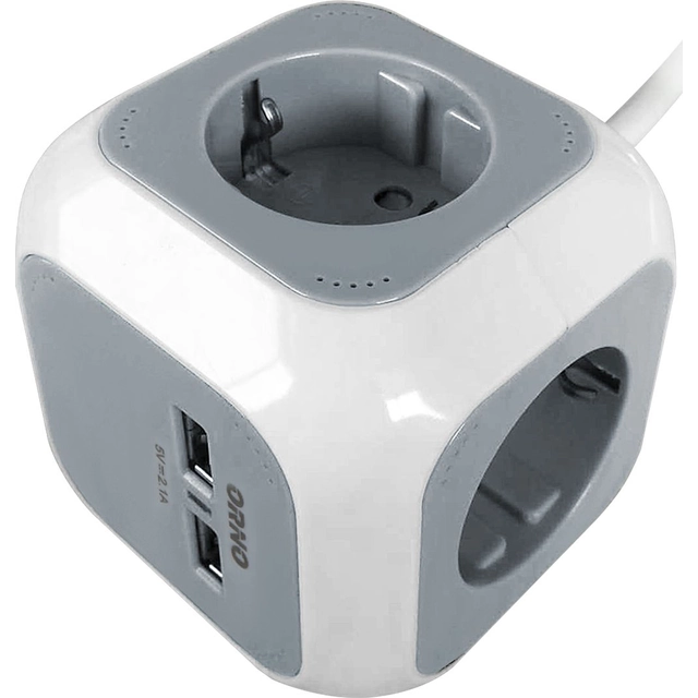 Cablu de prelungire Orno ORNO 4 MULTIPLU 2P + Z încărcător 2 X USB, 1.4 M OR-AE-13144(GS)