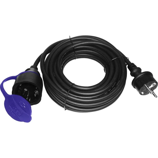 Cablu prelungitor de atelier Orno rezistent la stropire IP44, 1x2P+Z (schuko) 20m, cablu din cauciuc rezistent la ulei H07RN-F 3x1,5mm2, 230VAC/16A