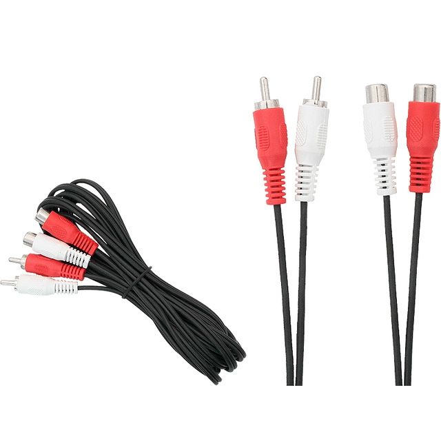 Cablu prelungitor RCA: 2xWTYK/2xGNIAZDO 3m