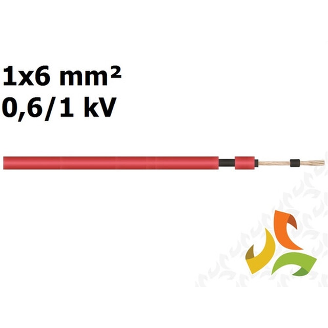 Cabo cabo solar para instalações fotovoltaicas 1x6 mm2 isolamento duplo vermelho SOLARFLEX-X H1Z2Z2 HELUCABEL